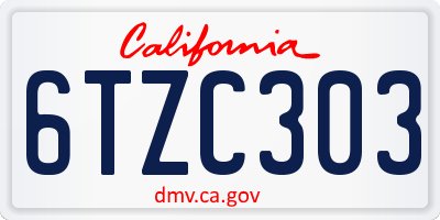 CA license plate 6TZC303