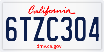 CA license plate 6TZC304
