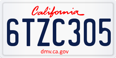 CA license plate 6TZC305