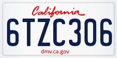CA license plate 6TZC306