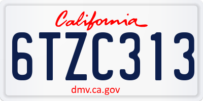CA license plate 6TZC313