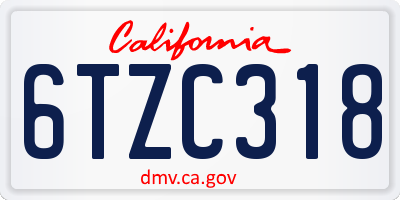 CA license plate 6TZC318