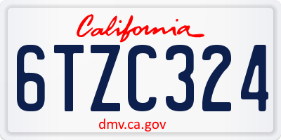 CA license plate 6TZC324