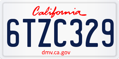 CA license plate 6TZC329