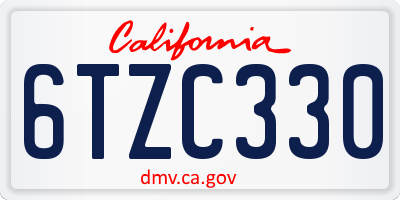 CA license plate 6TZC330