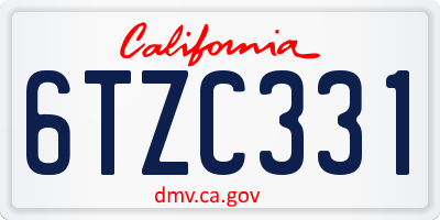 CA license plate 6TZC331