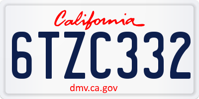 CA license plate 6TZC332