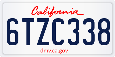 CA license plate 6TZC338