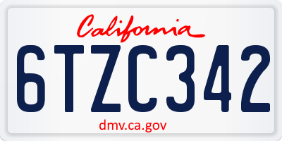 CA license plate 6TZC342