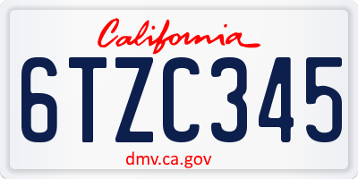 CA license plate 6TZC345