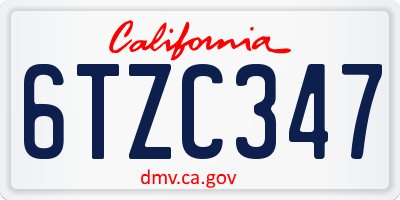 CA license plate 6TZC347
