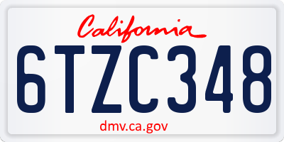 CA license plate 6TZC348