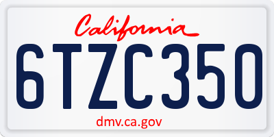 CA license plate 6TZC350