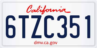 CA license plate 6TZC351