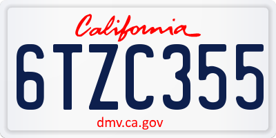 CA license plate 6TZC355