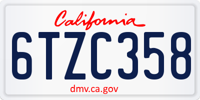CA license plate 6TZC358