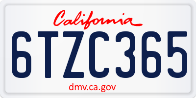 CA license plate 6TZC365