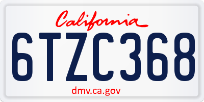 CA license plate 6TZC368