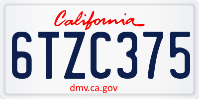 CA license plate 6TZC375
