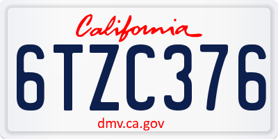 CA license plate 6TZC376
