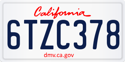CA license plate 6TZC378