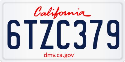 CA license plate 6TZC379