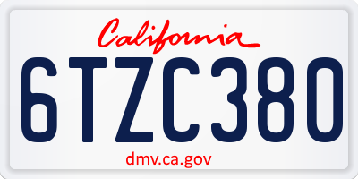CA license plate 6TZC380