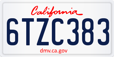 CA license plate 6TZC383