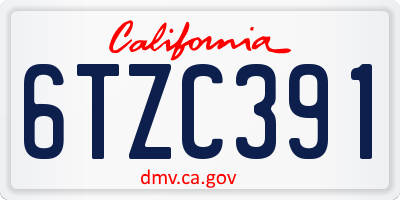 CA license plate 6TZC391