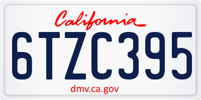 CA license plate 6TZC395
