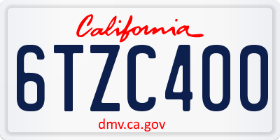 CA license plate 6TZC400