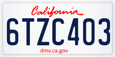 CA license plate 6TZC403