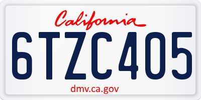 CA license plate 6TZC405
