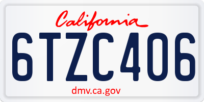 CA license plate 6TZC406