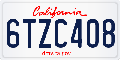 CA license plate 6TZC408