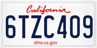 CA license plate 6TZC409