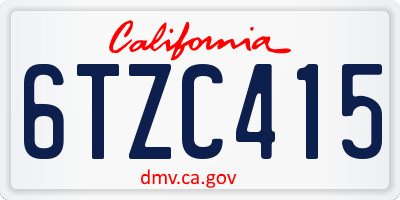 CA license plate 6TZC415
