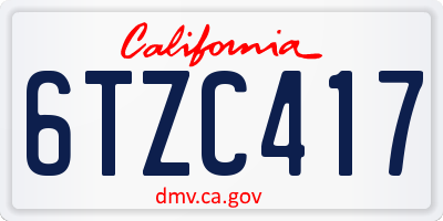 CA license plate 6TZC417