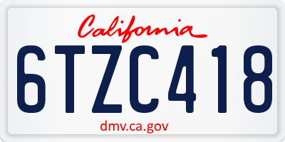 CA license plate 6TZC418