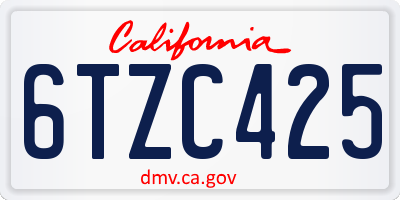 CA license plate 6TZC425