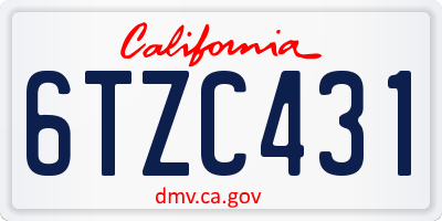 CA license plate 6TZC431