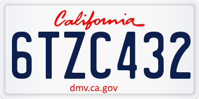 CA license plate 6TZC432