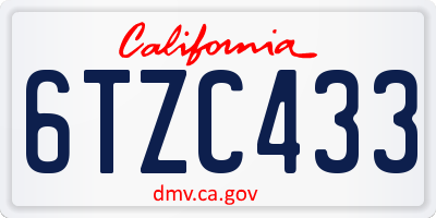 CA license plate 6TZC433