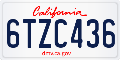 CA license plate 6TZC436