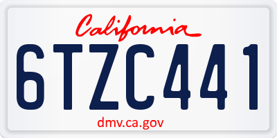 CA license plate 6TZC441