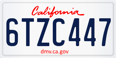 CA license plate 6TZC447