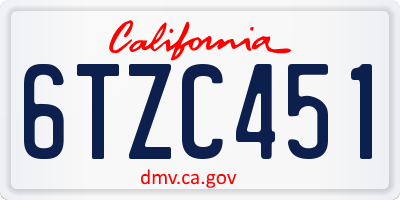CA license plate 6TZC451