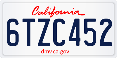 CA license plate 6TZC452