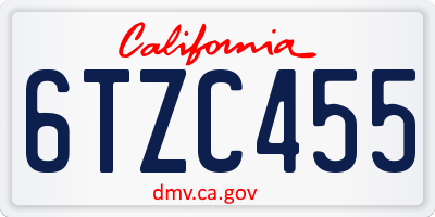 CA license plate 6TZC455