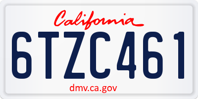 CA license plate 6TZC461